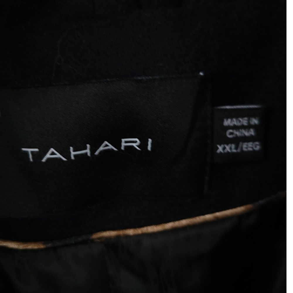 Tahari Elaine XXL Wool Blend Pea Coat Navy Asymmetrical Zip Collar Office - Picture 15 of 16